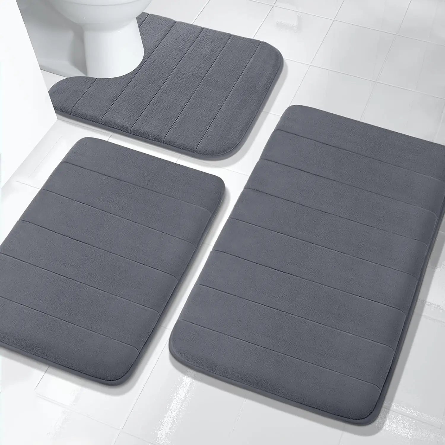 3Pcs Memory Foam Bath Mats Set - Ma boutique