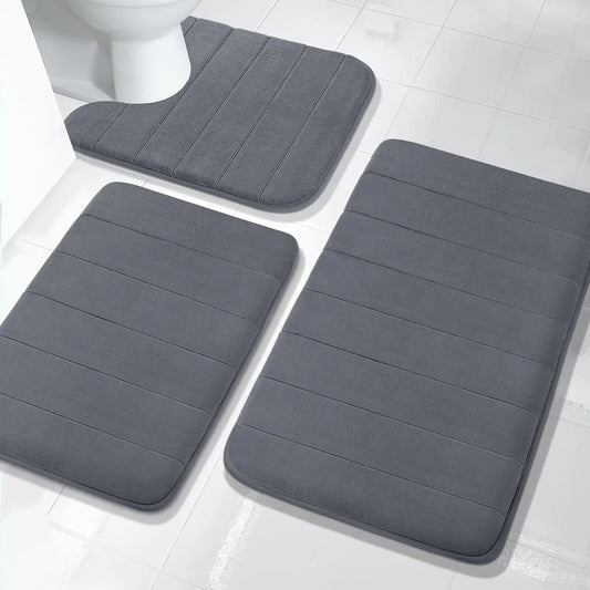 3Pcs Memory Foam Bath Mats Set