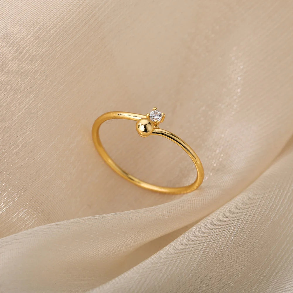 EPSINIA™ “Lumière” Ring — Tiny Beaded Stainless Steel Band with Cubic Zirconia · Elegant Wedding & Engagement Jewelry Gift for Women