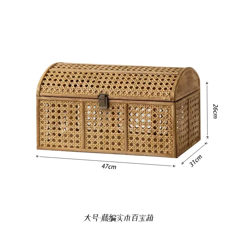 Rattan Style Storage Basket with Lid Makeup Organizer - Ma boutique