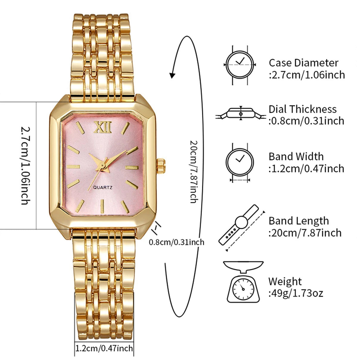 4/5/8/9PCS Fashion Rectangle Women Watches Set Luxury Analog Quartz Wristwatch For Ladies Clock Reloj Mujer（Without Box）