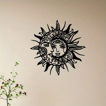 Sun and Moon Geometric Metal Wall Art