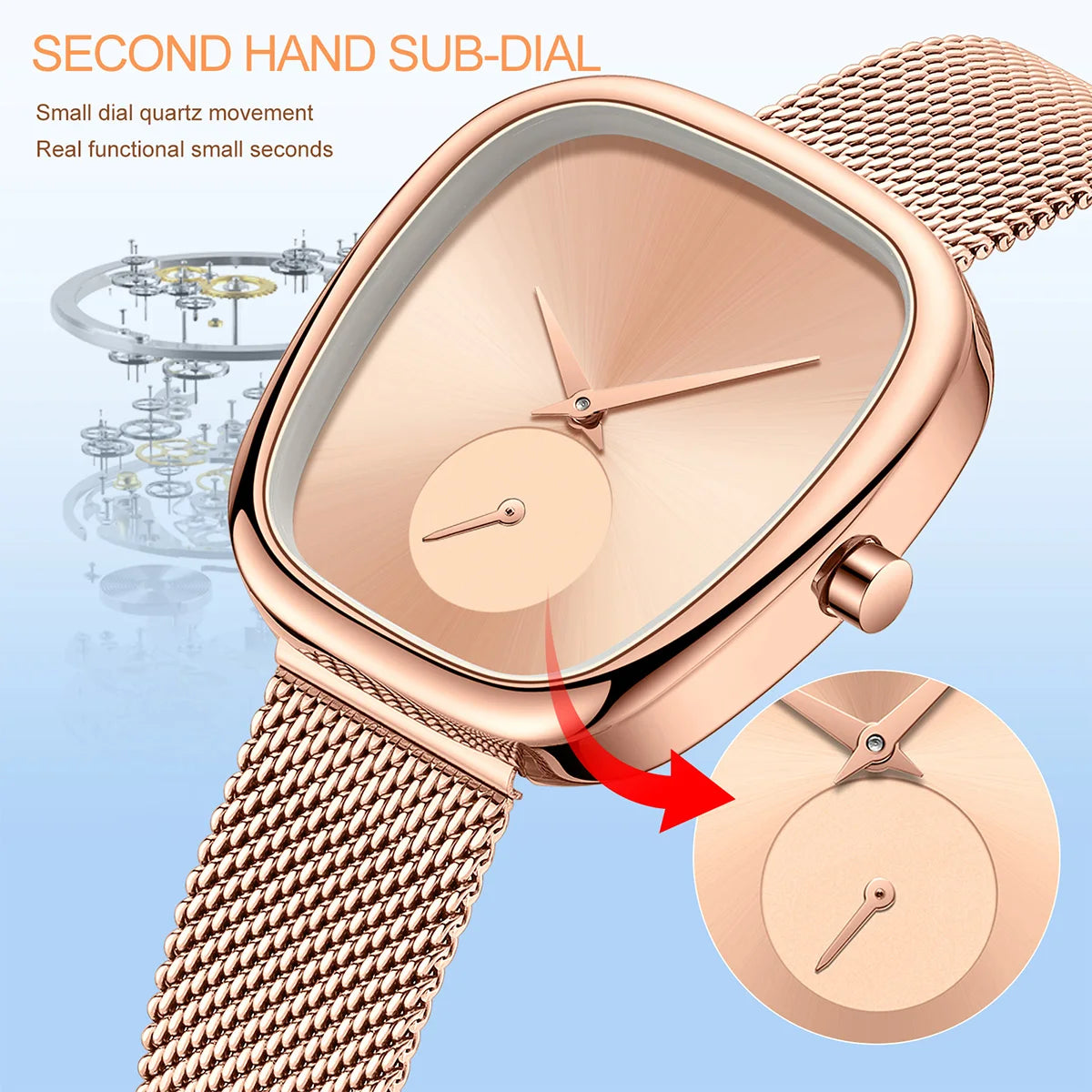 HANNAH MARTIN Brand Original Luxury Women Watch Rose Gold Fashion Stainless Steel Quartz Movement Waterproof Women Dress Watches