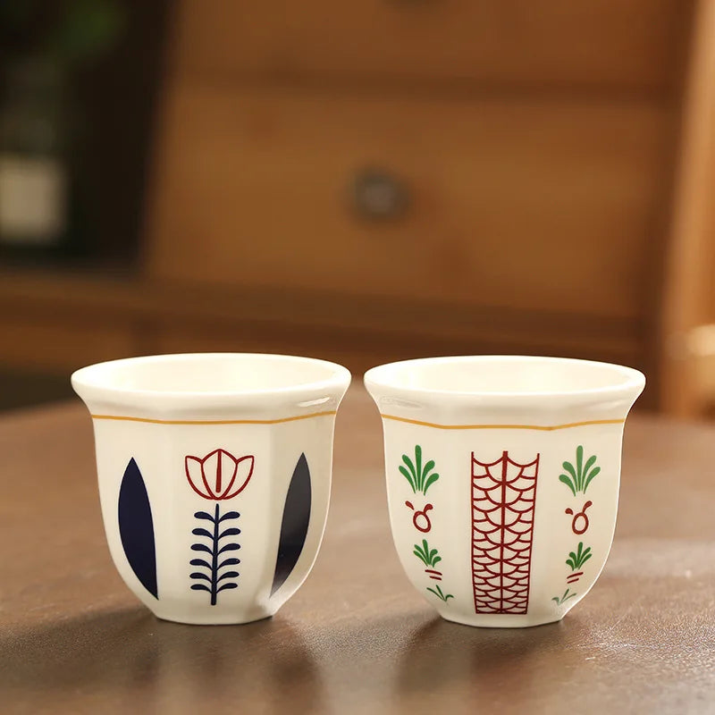 180ml/250ml Coffee Cup Hand Held Espresso Cup Vintage Middle Eastern Ceramics Candle Porcelain for Household New Pottery Tea Cup - Ma boutique