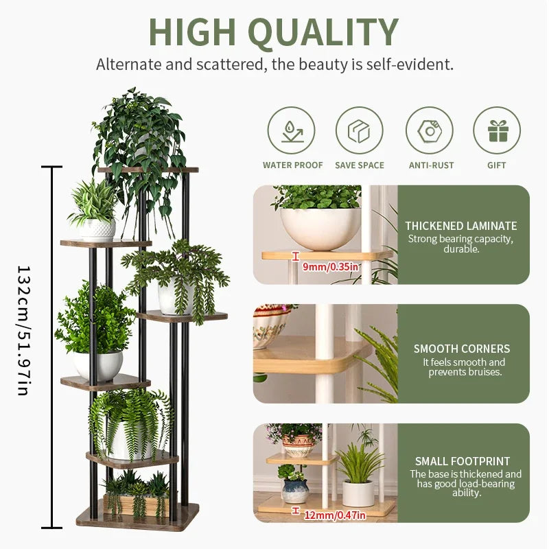 Flowers Wooden Storage Plant Stand - Ma boutique
