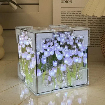 Creative DIY Tulip Cube Lamp Simulation Flower Bedroom Sleeping Table Lamp Handmade Craft Night Light Birthday Gift table decor - Ma boutique