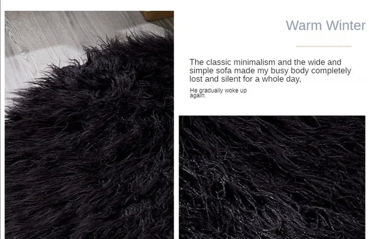 Round Shaggy Silky Plush Faux Sheepskin Fur Area Rugs for Bedroom - Ma boutique