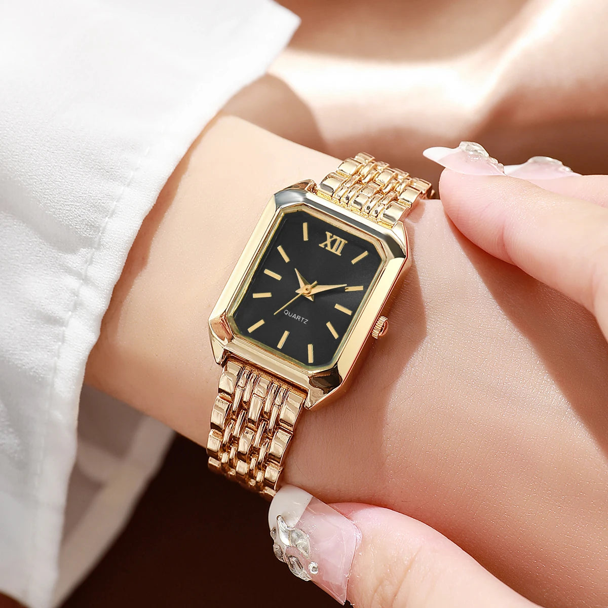 4/5/8/9PCS Fashion Rectangle Women Watches Set Luxury Analog Quartz Wristwatch For Ladies Clock Reloj Mujer（Without Box）