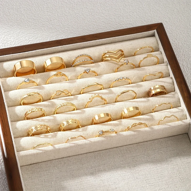 EPSINIA™ “Boho Charm” Set — 30-Piece Retro Metal Rings with Rhinestones, Lucky Eyes & Geometric Designs · Women’s Classic Bohemian Jewelry Collection