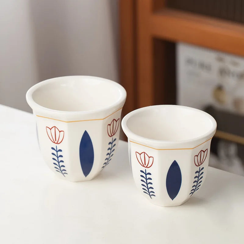 180ml/250ml Coffee Cup Hand Held Espresso Cup Vintage Middle Eastern Ceramics Candle Porcelain for Household New Pottery Tea Cup - Ma boutique