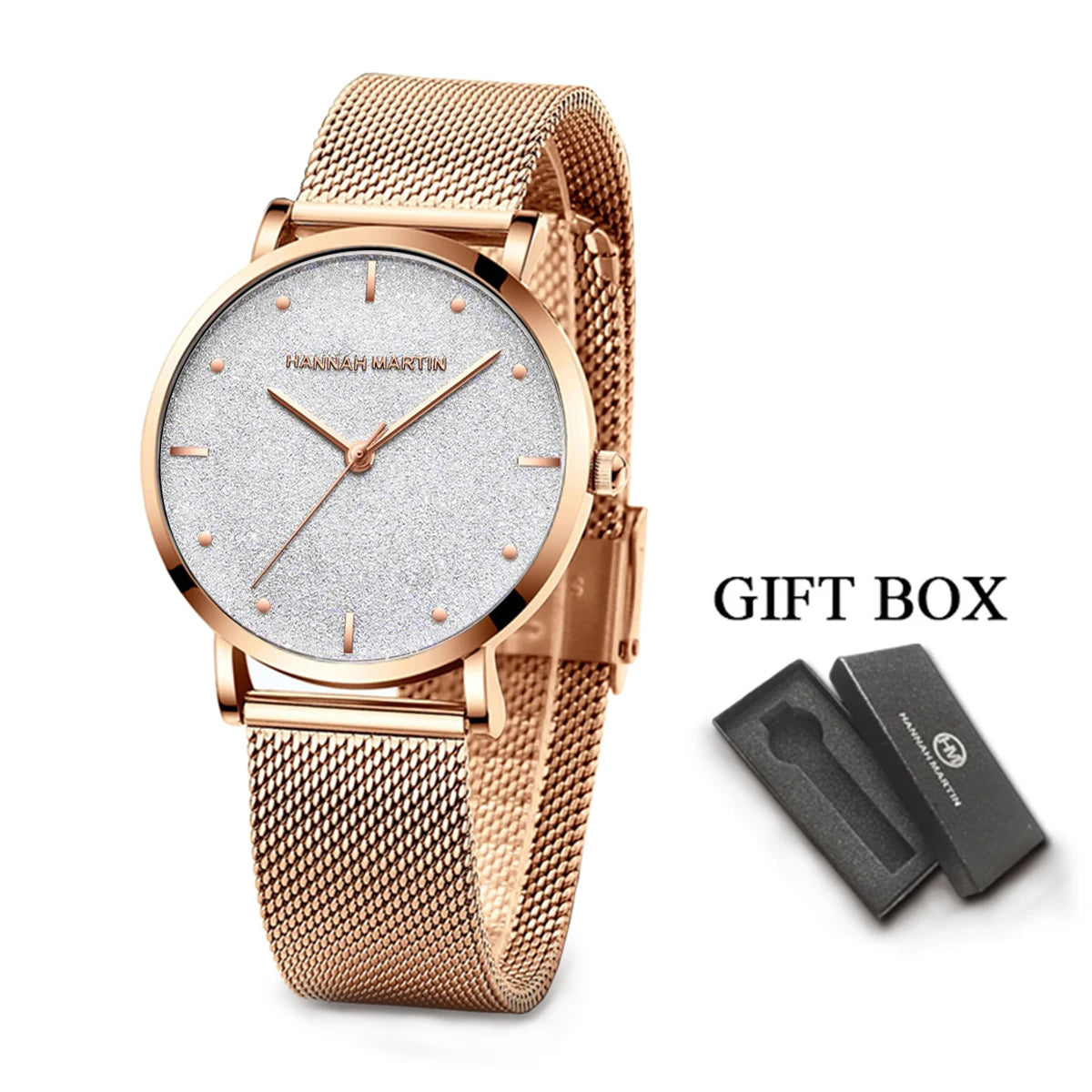 Women Luxury Watch 36mm Fashionable Frosted Dial Japanese Movement Rhinestone Rose Gold Stainless Steel Mesh Women Dress Watches
