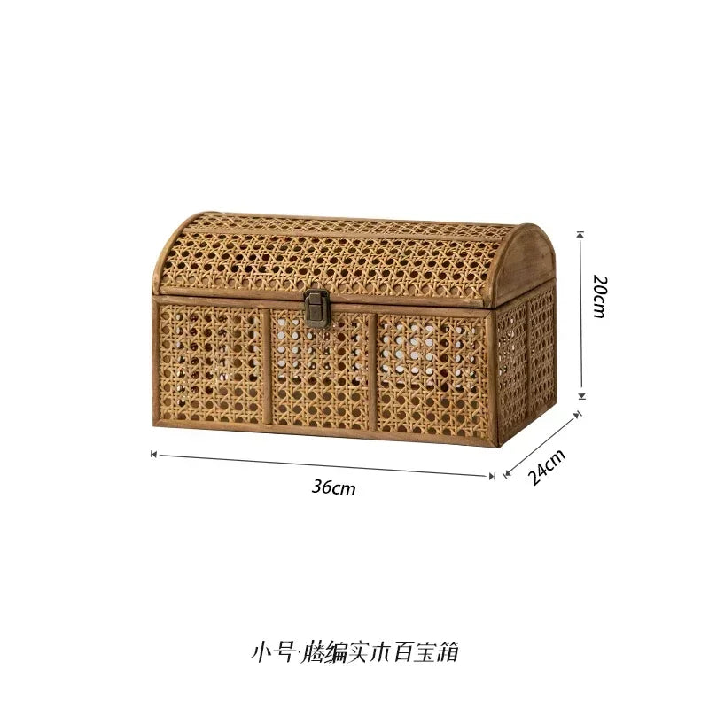 Rattan Style Storage Basket with Lid Makeup Organizer - Ma boutique