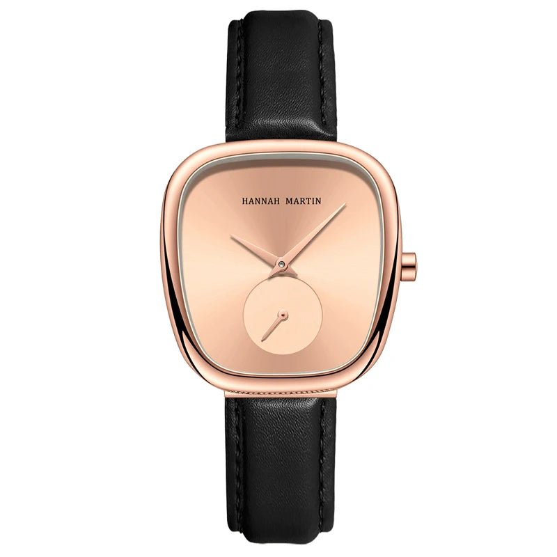 HANNAH MARTIN Brand Original Luxury Women Watch Rose Gold Fashion Stainless Steel Quartz Movement Waterproof Women Dress Watches