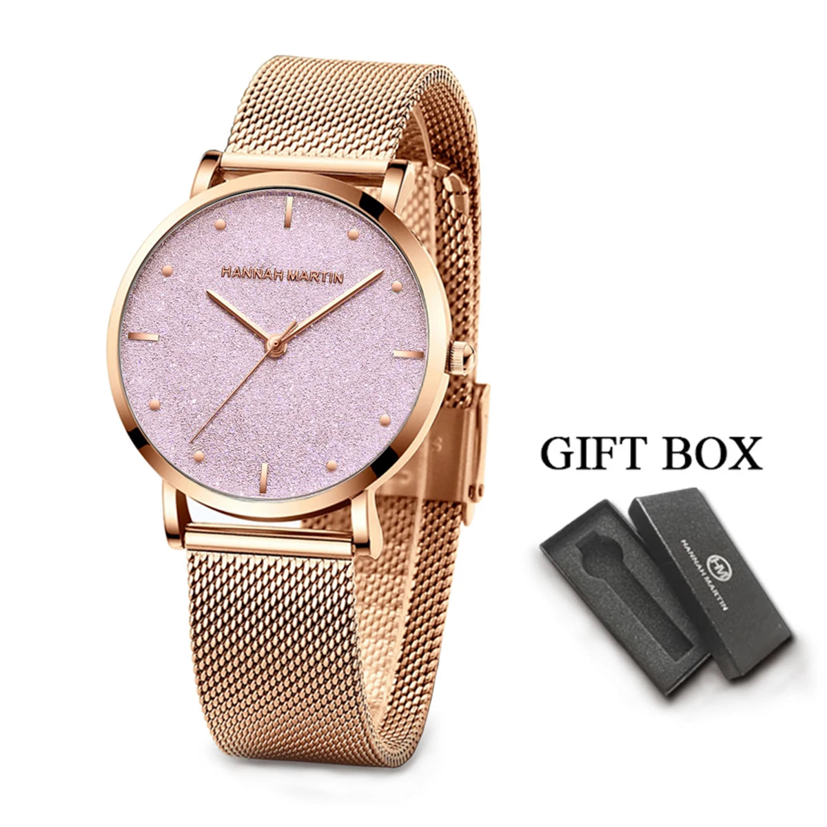 Women Luxury Watch 36mm Fashionable Frosted Dial Japanese Movement Rhinestone Rose Gold Stainless Steel Mesh Women Dress Watches