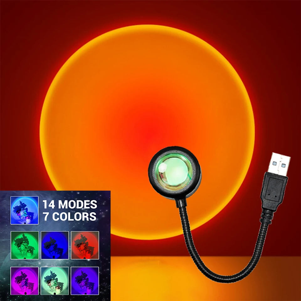 LED Sunset Lamp Nightlights USB Projector - Ma boutique
