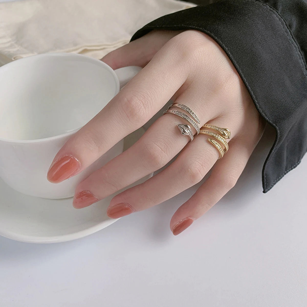 EPSINIA™ “Serpentis” Ring — Vintage Stainless Steel Snake Design · Adjustable Zircon Ring for Men & Women · Punk Hip-Hop Jewelry Gift