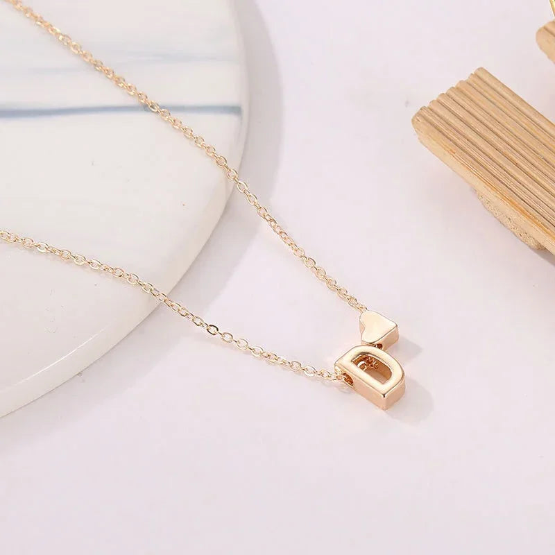 EPSINIA “Initial Heart” Necklace — Dainty Gold & Silver Letter Pendant Choker for Women