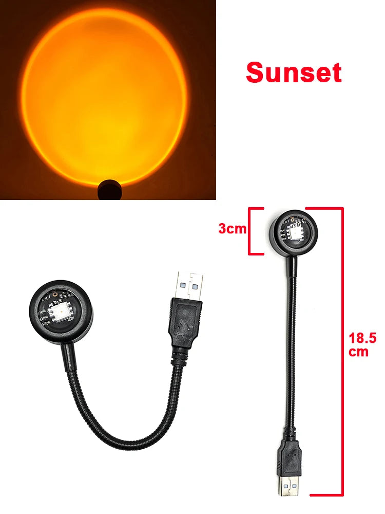 LED Sunset Lamp Nightlights USB Projector - Ma boutique