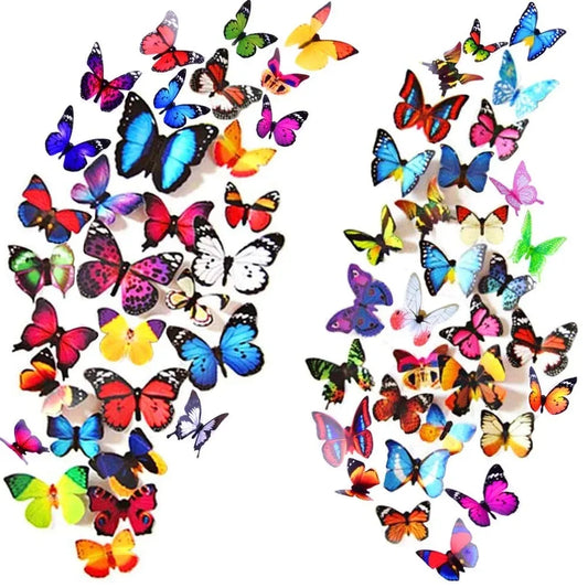 12Pcs 3D Effect Multicolor Butterflies