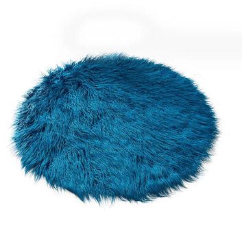 Round Shaggy Silky Plush Faux Sheepskin Fur Area Rugs for Bedroom